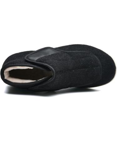ZHENSI Men's Adjustable Wide Diabetic Shoes for Swollen Feet - Non-Slip Slippers for Elderly - Size 10.5 Black - Buy Online on GoSupps.com