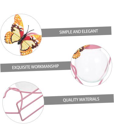 Zerodeko Wrought Iron Hydroponic Flower Pot Plein Air Frames Freesia Greenery Wall Vases for Flowers Green Plant Pot Cactus Plant Terrarium Glass Desktop Office Decorations Pink Pink 20.5X8CM - Buy Online on GoSupps.com