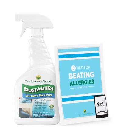DustmiteX Dust Mite Spray - Dust Mites Remover + Flea Killer for Allergy & Asthma Relief - Dust Spray for Allergies & Cleaning in Home Bed Pet Bedding & Furniture Anti Allergen Dust Mites Killer 32 Fl Oz (Pack of 1)
