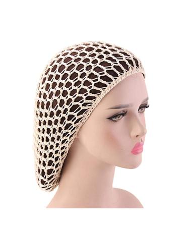 Minkissy 2 Pieces Sleeping Hair Nets - Crochet Long Hair Snood Turban for Women & Girls | Beige & Coffee - Buy Online on GoSupps.com