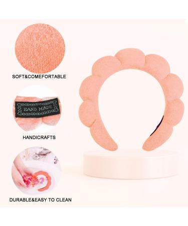 Spa Headband Set for Women - Soft Terry Cloth Makeup Headband and Wristbands for Face Washing - Bubble Skincare Headbands - Black+Orange - Buy Online on GoSupps.com