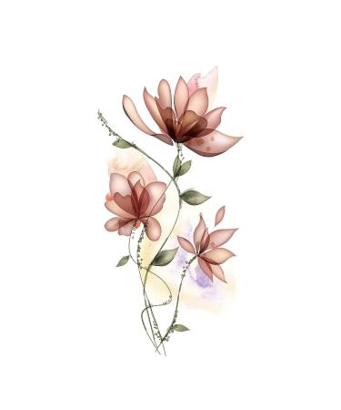 30pcs Waterproof Flower Temporary Tattoos for Women L7.5xW3.6 - Trendy and Stylish Designs - Buy Online on GoSupps.com