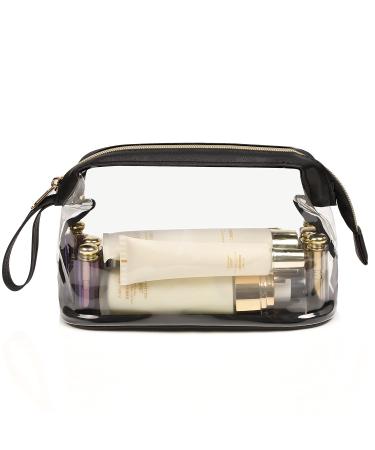 Clear Makeup Bags - Small Travel Cosmetic Bag Waterproof Transparent TSA Approved Toiletry Pouch for Women - Black - Buy Online on GoSupps.com