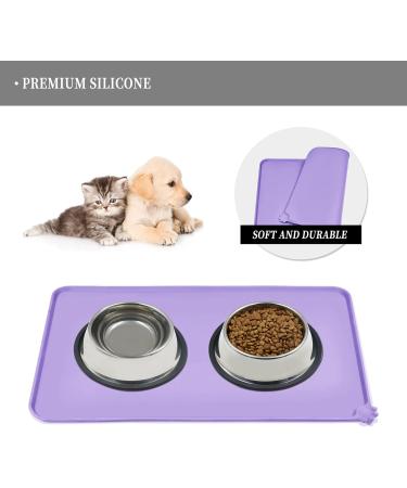 Reopet Silicone Pet Feed Mat - Waterproof Dog & Cat Mats with Elevated Edges - 60x40 cm (1-Pack) Lilac - Perfect for Mess-Free Feeding - Buy Online on GoSupps.com