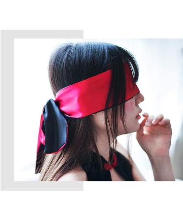 Satin Blindfold Belt Sash Eye Mask for Sleeping - 59inch PS12 (Red Black) - Buy Online on GoSupps.com