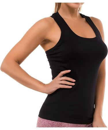 MathCat Women's Seamless Sleeveless Muscle Tank Top - Black, Small | Racerback Athletic Yoga Running Shirt - Buy Online on GoSupps.com