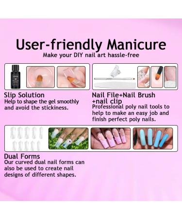 Lofuanna 4PCS Poly Gel Nail Kit - Extension Gel Starter Kit with Slip Solution - Professional Technician French Kit - Clear, Pink, Dark Nude, Nude Colors - Buy Online on GoSupps.com