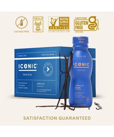 ICONIC Low Carb High Protein Bean Vanilla Drink - 11.5 Fl Oz (Pack of 12) | Healthy Nutritional Beverage - Buy Online on GoSupps.com