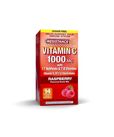 Resistance C Vitamin Stick Packs 16 Nutrients 7 BVitamins Help Support Immune System Powerful Antioxidants Contains Electrolytes Raspberry Flavor 14 Stick Packs Red Rasberry