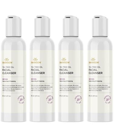 Swanson Tea Tree Oil Facial Cleanser 8 fl Ounce (237 ml) Liquid (4 Pack)