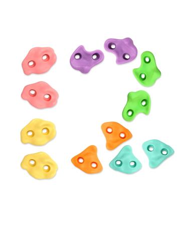 TOPNEW 12PCS Climbing Holds for Kids, Rock Wall Climbing Kit with Hardware for Indoor and Outdoor Climbing Wall, Pastel Color Macaroon 12pcs