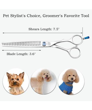 MOONTAY JP-440C Stainless Steel Dog Fur Scissors - Straight & Bent Thinning Blending Cutting & Trimming - 19.1 cm (24 Teeth) - Premium Quality - Buy Online on GoSupps.com