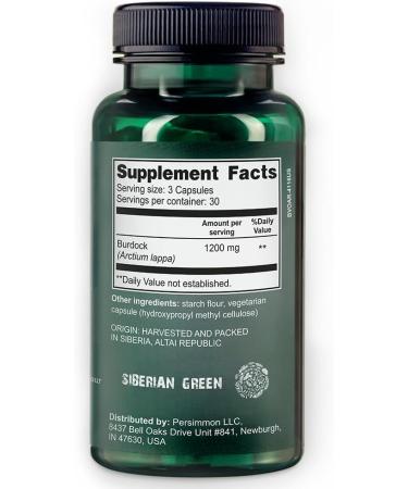 Siberian Wild Burdock Root Supplement 90-Count Vegan Burdock Root Capsules 1200mg Extract for Support Skin and Nails Siberian Botanical Ingredients - Buy Online on GoSupps.com