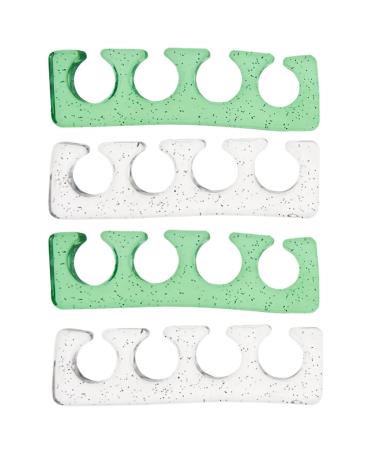 Toe Separator 4PCS Gel Toe & Finger Separators for Nail Varnish Toe Dividers/Spacer for Nail Art Pedicure Manicure Nail Accessories Green and Translucent