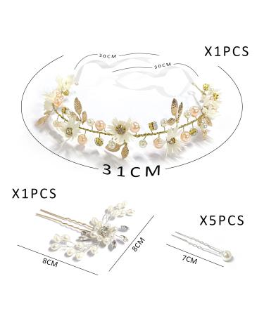 7-Piece Wedding Crystal Hair Needle & Pearl U Clip Adjustable Headband & Hair Jewelry for Weddings Birthdays Parties & Beach Celebrations - Buy Online on GoSupps.com