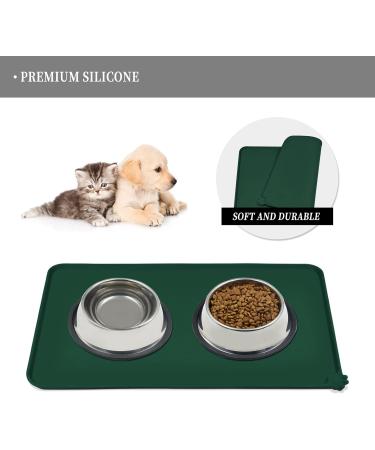 Reopet Silicone Pet Feed Mat - Waterproof Dog & Cat Mat with Elevated Edges - 60x40 cm (1-Pack) - Hunter Green - Buy Online on GoSupps.com