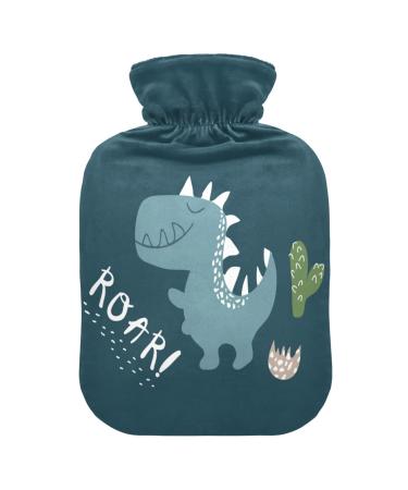 Heat bottle 1 l small warming bag with a soft plush heating cover cute dinosaur print discharge-proof screw cap ideal for winter sports outdoor back neck and legs cold dinosaurs 086 1L