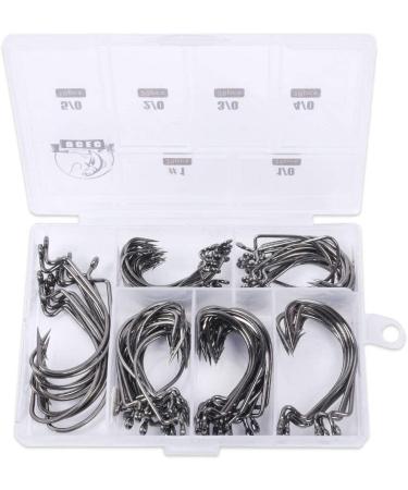 UCEC Fishing Hooks 100pcsbox Offset Wide Gap 2X Strong Worm Hooks for Bass Trout - Sizes 1-50 - Buy Online on GoSupps.com