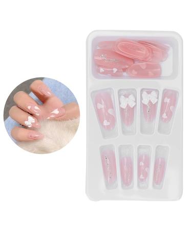 Full Cover Pink Bow Press On Nails | Medium Length Ballerina Nail Art - International Shipping - Buy Online on GoSupps.com
