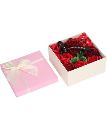 Soap Rose Flower Simulation Rose Flower Soap Women Exquisite Flower Bath Soap Gift Box Decoration for Valentines Day Mothers Day (Red) - Buy Online on GoSupps.com