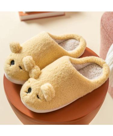 Diabetic Slippers Cute and Comfortable Confinement Shoes Thick-Soled Home Cotton Slippers-Yellow_44-45 Anti-Skid Rubber Sole Yellow 13-14 US