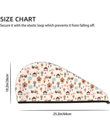 Cartoon Village Map Microfiber Hair Towel - Super Absorbent Wrap for Women | Quick Dry Coral Velvet for Long Curly & Thick Hair - Buy Online on GoSupps.com