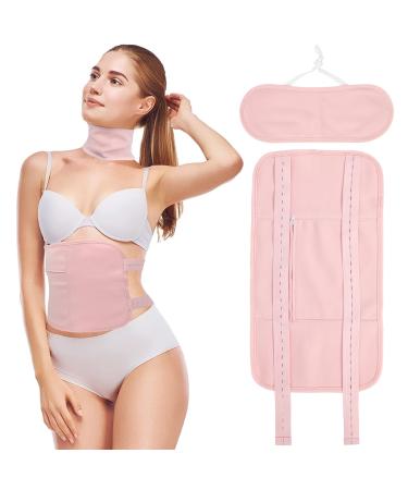 Castor Oil Pack Wrap 2Pack Organic Cotton Waist and Neck Oil Packs Reusable for Relieve Stress Liver Detox Sleep Aid Adjustable Compress Wrap Kit Washable (Pink)