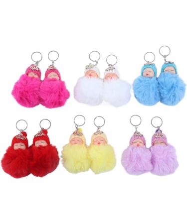 Pssopp Fluffy Fur Doll Keychain - Inflated Bright Sleeping Baby Pendant for Handbags | International Shipping Available - Buy Online on GoSupps.com