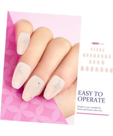 Mikinona 1 Set Nail Patch Manicure Supply French Decor Nail Embellishments Fake Nail Tips Nails Decoration Salon Diy Nail Decor Nail Salon Supplies Plastic X4 Nail Piece Pink Full Coverage - Buy Online on GoSupps.com