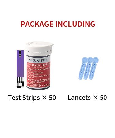 Buy 50 Hemoglobin Test Strips for ACCU-Answer 4-in-1 Meter | Fast Accurate & Easy Use | Includes 50 Lancets | No Code Required - International Shipping Available - Buy Online on GoSupps.com