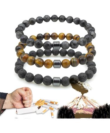 Quit Smoking Bracelet for Men | Triple Power Therapeutic & Anti-Anxiety Volcanic Rock Bracelet - Buy Online on GoSupps.com