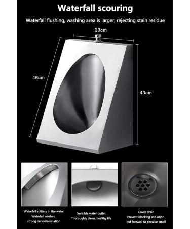 Household Products Induction Urinal 304 Stainless Steel Wall-Mounted Men's Urinal Bathroom Accessories Urinal with Siphon Automatic Flush Valve Suitable for Toilets S - Buy Online on GoSupps.com