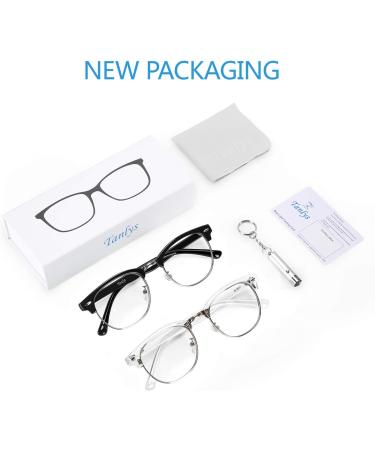 Tanlys Blue Light Blocking Glasses 2 Pack - Anti UV, Reduce Headache, Stylish Gaming Eyewear for Men and Women - Black Clear - Buy Online on GoSupps.com