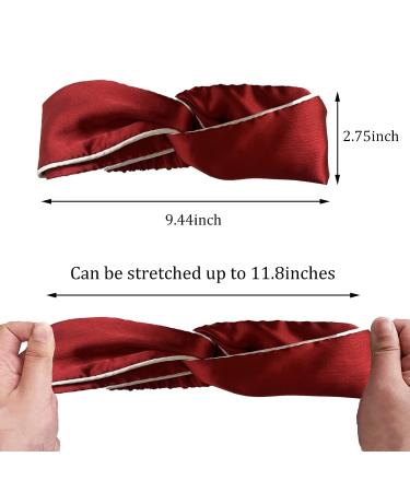 LWZH Silk Satin Stretchy Red Twist LED Headband for Women - Perfect for Washing Face, Makeup, and Skin Care - Buy Online on GoSupps.com