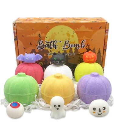 QINGQIU 6 Pack Halloween Pumpkin Bath Bombs with Squishy Toys - Ideal Halloween Treat Bags Gifts for Kids - Buy Online on GoSupps.com