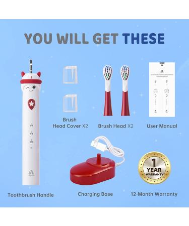 Kids Sonic Electric Toothbrush - Rechargeable, 3 Modes, Cartoon Design, USB Charging, 2 Brush Heads - Buy Online on GoSupps.com