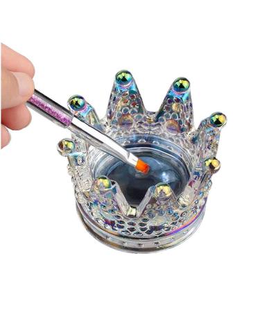 Crown nail art dappen DISH GLASS Rings DISH 2 in 1 nail pen Holder Nail Crystal Bowl Nails Cup Acryl Liquid Powder Jewelry Cand Organizer Nail Art Tool