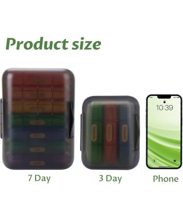 YUSHAN Travel Pill Organizer - Weekly 3 Times a Day | BPA-Free Cute Design for Vitamins & Supplements - Rainbow Petite Black - Buy Online on GoSupps.com