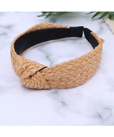 Minkissy Top Knot Headband Turban Woven Hair Hoop Headbands Womens Lady Headwear Straw Cross Knot Style - Buy Online on GoSupps.com