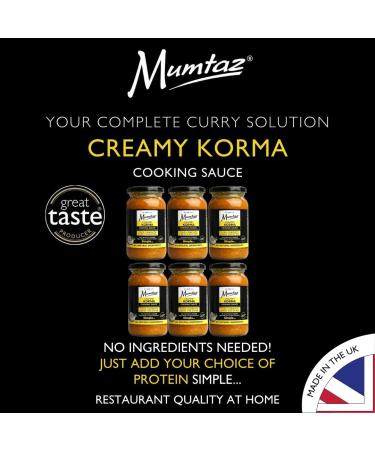 Mumtaz CREAMY KORMA Indian Curry Cooking Sauce - Pack of 6 x 350g - Restaurant Quality At Home - Serves 4-5 - Buy Online on GoSupps.com