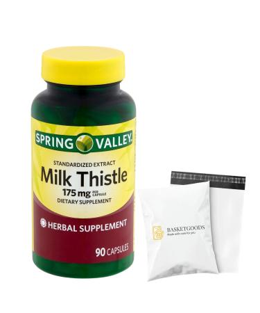 Spring Valley Milk Thistle Extract 175 mg 90 Capsules Standardized Herbal Supplement with Silymarin Set by Basket Goods