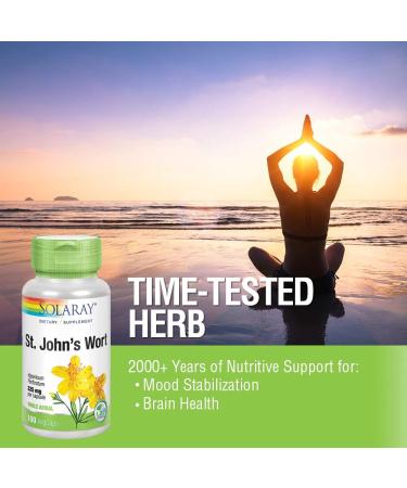 Solaray St Johns Wort 325mg | Mood & Brain Health Support | Non-GMO Vegan | Lab Verified | 100 Count - Buy Online on GoSupps.com