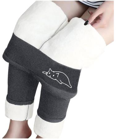 Women's Cat Printed Thermal Fleece Lounge Pants - Black/Grey - X-Large - Buy Online on GoSupps.com