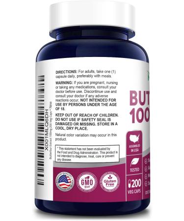 NusaPure Butterbur Extract 100mg | 200 Veggie Capsules | Non-GMO, Vegetarian & Gluten-Free - Buy Online on GoSupps.com