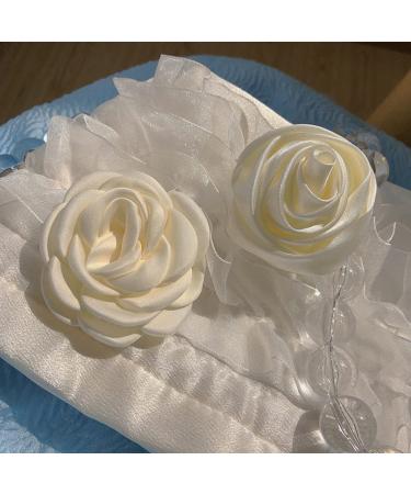 MYhose Milk White Flowers Hair Clip - Artificial Camellia Rose Alligator Hairpins for Women - Buy Online on GoSupps.com