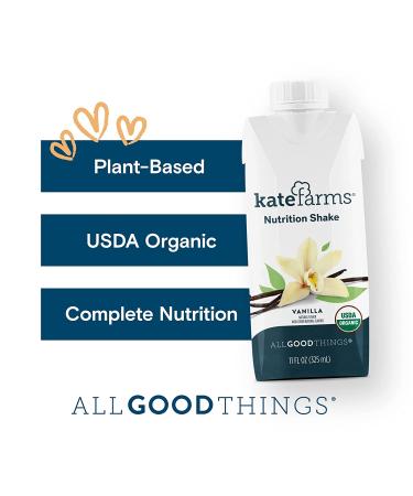 KATE FARMS Organic Vegan Vanilla Nutrition Shake | 16g Protein | 27 Vitamins | Meal Replacement | Gluten Free | Non-GMO | 11oz (Pack of 12) - Buy Online on GoSupps.com