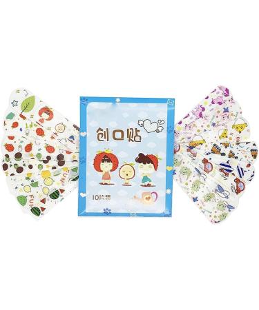 100PCS Transparent Cartoon Bandages for Kids | 10 Patterns | Fabric Adhesive & Breathable First Aid Kit - Blue Cartoon Packaging - Buy Online on GoSupps.com