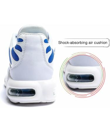 Pozvnn Men's Air Cushion Running Shoes - Lightweight Fashion Sneakers 8.5 White/Blue - Buy Online on GoSupps.com