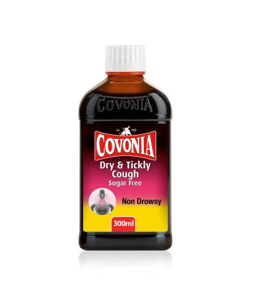 Covonia Dry & Tickly Cough Sugar Free Oral Solution 300ml soothing relief or irritating dry coughs and sore throats 300 ml (Pack of 1)