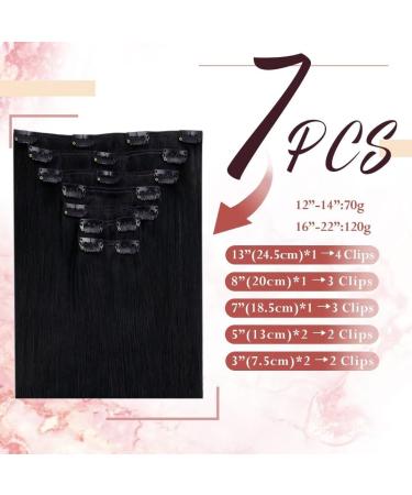 Easyouth Jet Black Clip in Hair Extensions 16 Inch 120g 7Pcs Double Weft Human Hair - Natural Soft & Real Clip ins #1 - Buy Online on GoSupps.com